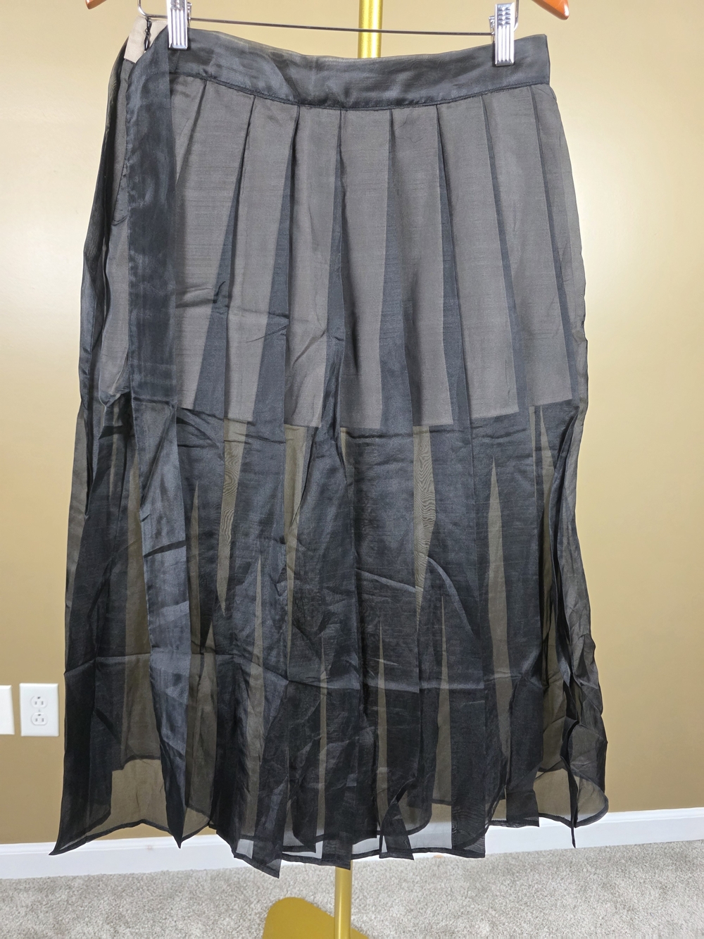 Commence Sheer Pleated Black Women's Maxi Skirt